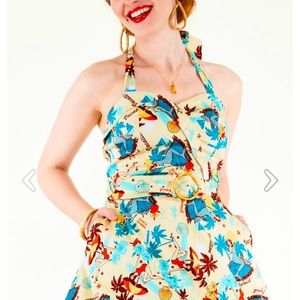 NWT Voodoo Vixen halter flare dress - amazing! Mermaid tropical sz XL / US 10